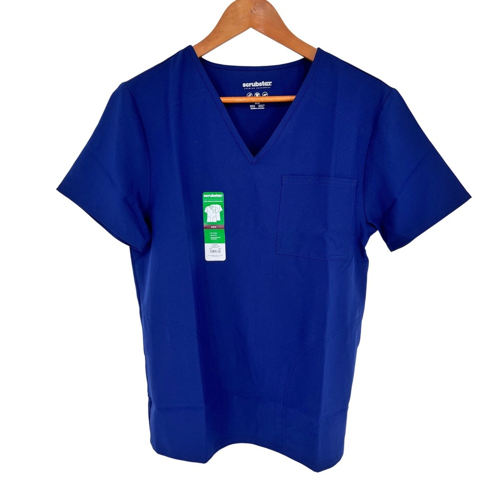 Scrubstar V-Neck Scrub Top Unisex Small Indigo Blue Core Essentials‎ Healthcare